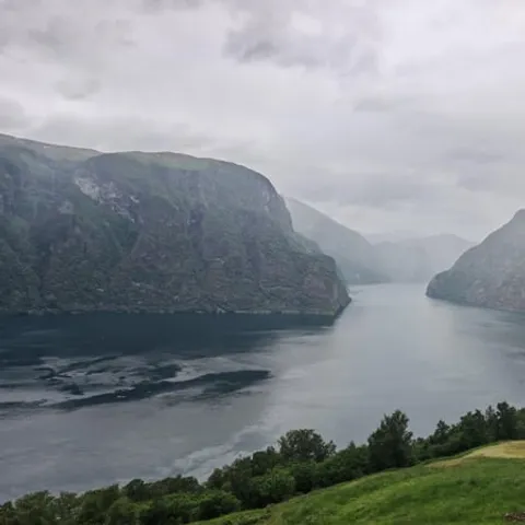 The Aurlandsfjord seen from the Stegastein viewpoint